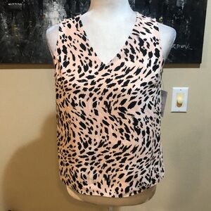 Nine West Woven Animal Print V-Neck Shell Blouse-Size PXS